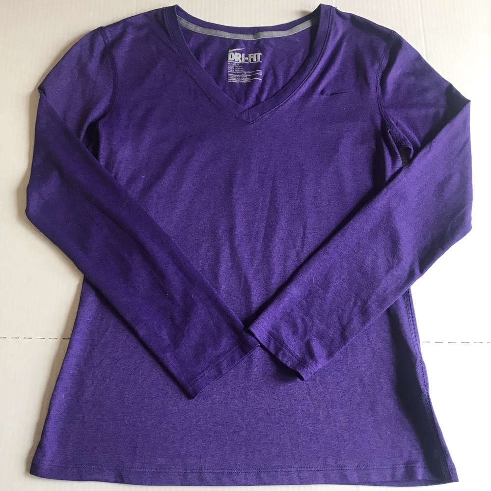 Nike Purple Dry Fit V-Neck Athletic Sweatshirt